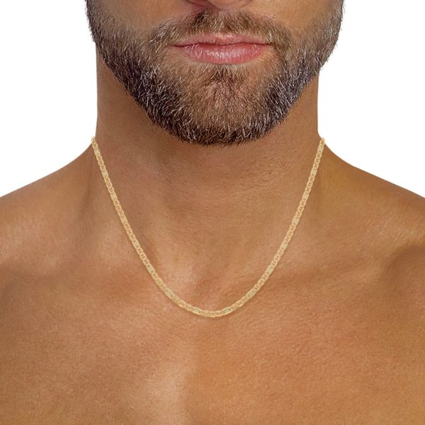 Collar de tres eslabones por uno nudo marino en oro dos tonos 14 kilates. Online