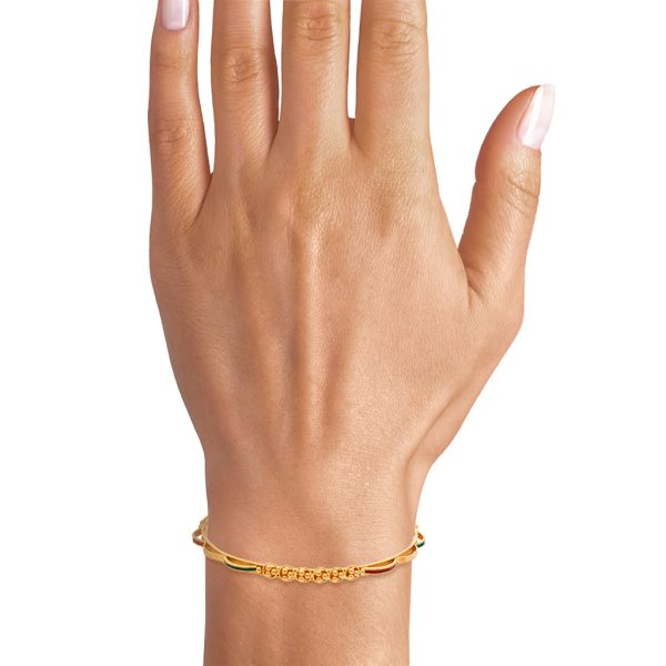 Pulsera de arillo diseño especial con esmalte en oro amarillo 18 kilates. Discount