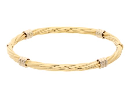 Pulsera de arillo articulada torzal en oro dos tonos 18 kilates. Discount