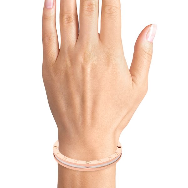 Brazalete articulado con cerámica firma Bvlgari en oro rosa 18 kilates. Discount