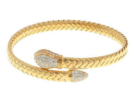 Pulsera eslabón trenzado abierta con alma de acero en oro 18 kilates. Online now