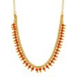 Gargantilla eslabón combinado con coral en oro amarillo 22 kilates. Online now