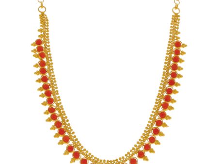 Gargantilla eslabón combinado con coral en oro amarillo 22 kilates. Online now