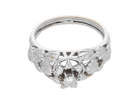 Anillo calado con diamantes en oro blanco 14 kilates. Hot on Sale