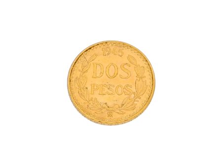 Moneda de dos pesos oro mexicano amarillo 21.6 kilates. Sale