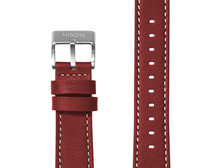 20mm Stitched Leather Band - Cranberry Online now